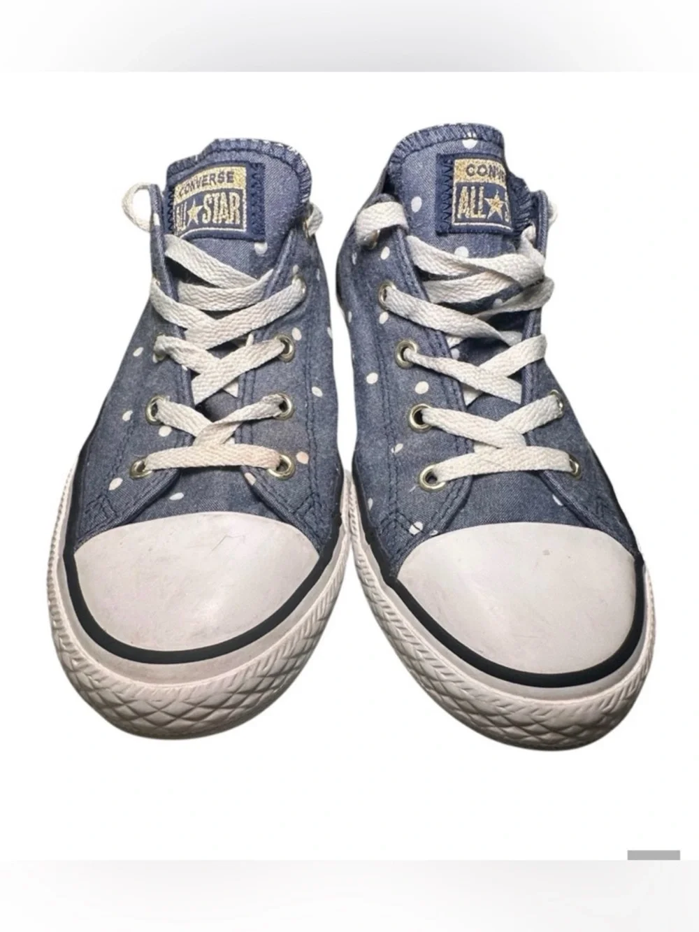 Converse Chuck Taylor All Star Denim Polka Dot Sneakers Women's 4 Youth 3.5 Blue